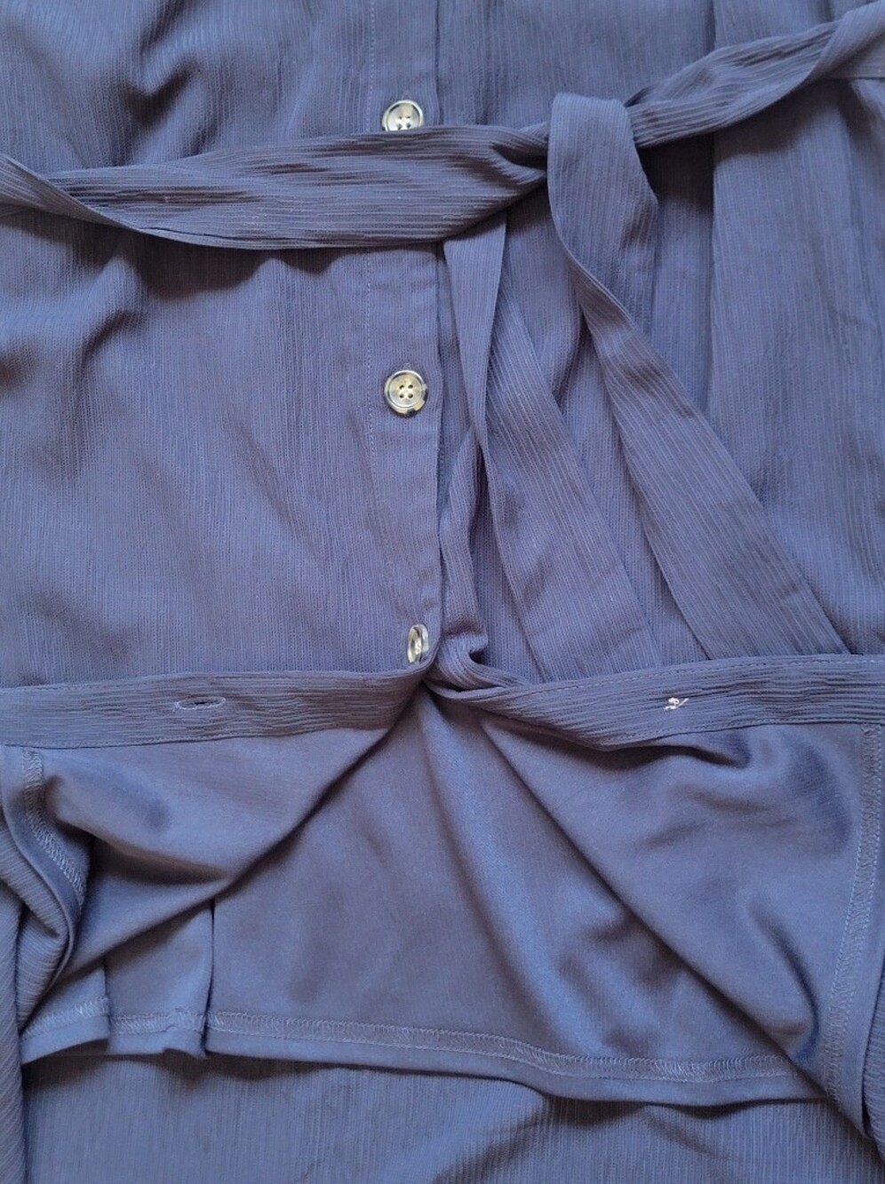Sleeveless Navy Button-Front Shirt Dress with Tie Waist - Picture 8 of 10